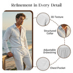 A men's casual waffle shirt and pants 2-piece set by Arenzza, featuring comfortable fabric and relaxed fit for everyday wear.
