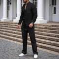 A men's casual waffle shirt and pants 2-piece set in neutral tones, styled for relaxed, everyday wear by Arenzza.