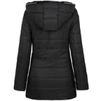 Women's Arenzza hooded winter coat with plush lining, mid-length design, featuring a warm hood and cozy interior for cold weather.