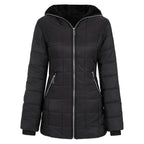 Women's Arenzza hooded winter coat with plush lining, mid-length design and cozy, warm outerwear for cold weather.