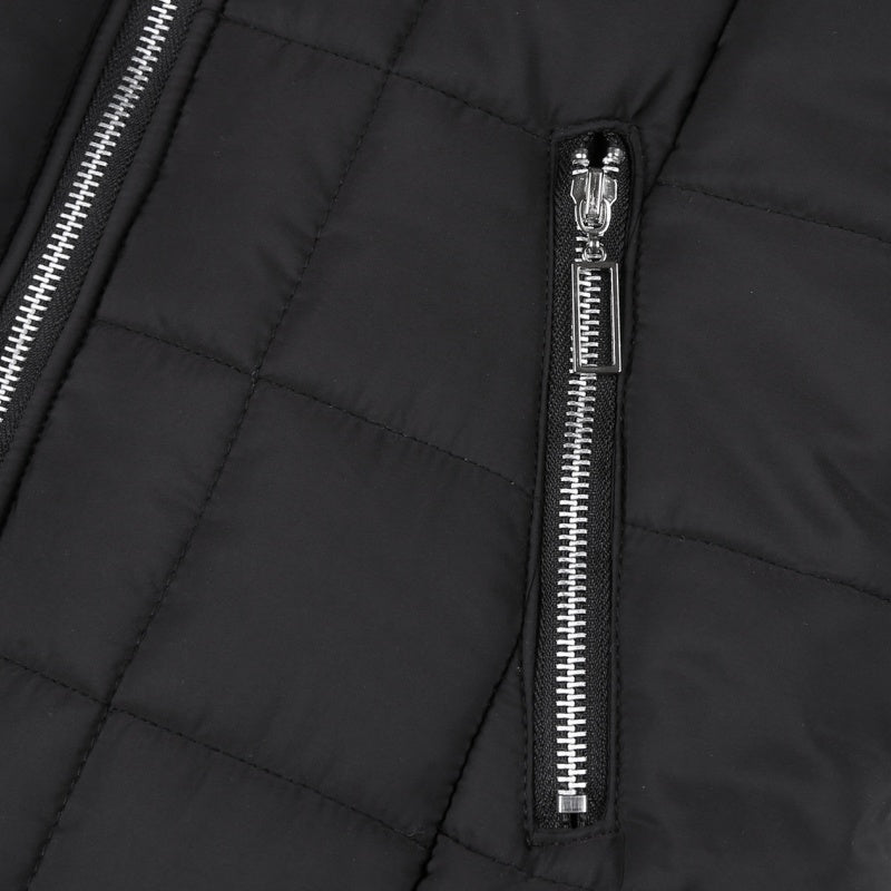 Aarenza women's hooded winter coat with plush lining, mid-length design, featuring a cozy hood and stylish winter outerwear.