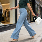 A pair of high-waist glitter straight-leg trousers from Arenzza, featuring a shiny, stylish fabric and tailored fit.