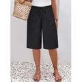 A pair of women's casual drawstring Capri shorts by Arenzza, featuring a relaxed fit and lightweight fabric in a beige color.