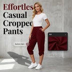Women’s casual elastic waist Capri pants by Arenzza, shown in a relaxed fit with a comfortable elastic waistband and stylish design.