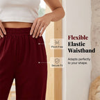 A woman wearing beige Arenzza women's casual elastic waist capri pants, styled with a white top and sneakers.