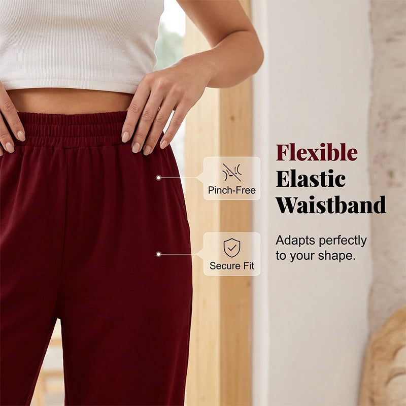 A woman wearing beige Arenzza women's casual elastic waist capri pants, styled with a white top and sneakers.