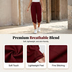 A pair of women's casual elastic waist capri pants by Arenzza, featuring comfortable fit and stylish design, shown on a model.