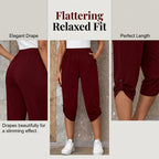 Women's casual elastic waist capri pants by Arenzza, shown in a relaxed fit with soft fabric and versatile style.