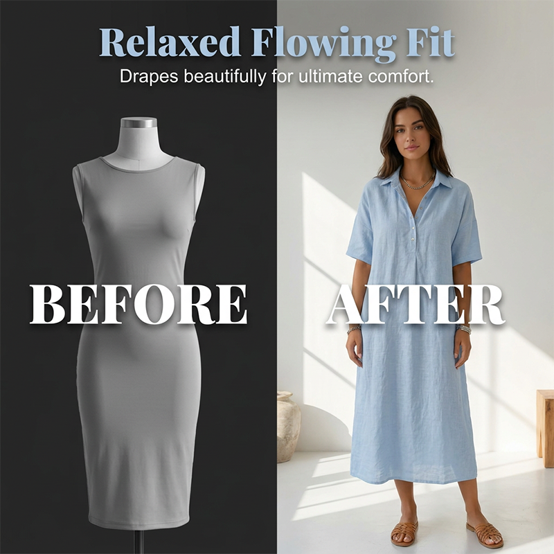 Women's casual linen blend shirt dress by Arenzza, featuring a relaxed fit, long sleeves, and a button-front design.