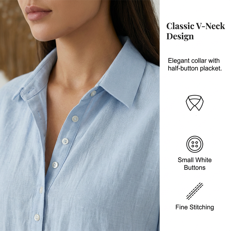 Aarenza women's casual linen blend shirt dress in light, breathable fabric, featuring a collar, button front, and relaxed fit.