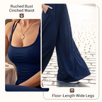 Aarenza women's casual spaghetti strap jumpsuit in lightweight fabric, featuring a relaxed fit and adjustable shoulder straps.