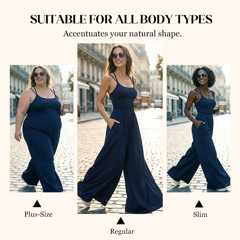 Women's Arenzza casual spaghetti strap jumpsuit with a relaxed fit and lightweight fabric, perfect for warm weather.