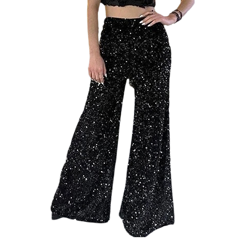 Women’s fashion sequin wide-leg pants by Arenzza, featuring shiny sequins and a flowing wide-leg design, perfect for stylish occasions.