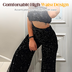 Women’s fashion sequin wide-leg pants by Arenzza featuring shiny sequins and flowy wide-leg style for stylish occasions.