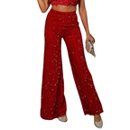 Women’s Arenzza sequin wide-leg pants featuring shiny sequins and a relaxed fit, perfect for stylish, festive occasions.