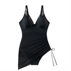 Women’s sexy one-piece mesh swim dress by Arenzza, featuring a stylish and see-through design, perfect for beach or poolside fashion.