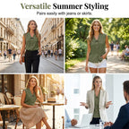 Women’s V-neck button-down top by Arenzza, shown in soft fabric with long sleeves and a classic V-neck design.