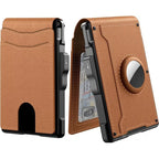 Arenzza slim wallet credit card holder with money clip, black leather accessory for compact cash and card storage.