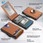 Arenzza slim wallet and credit card holder with money clip, compact leather accessory for cash and cards, in black.
