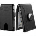 Arenzza slim wallet with credit card slots and a metal money clip, made of black leather, designed for compact cash and card storage.