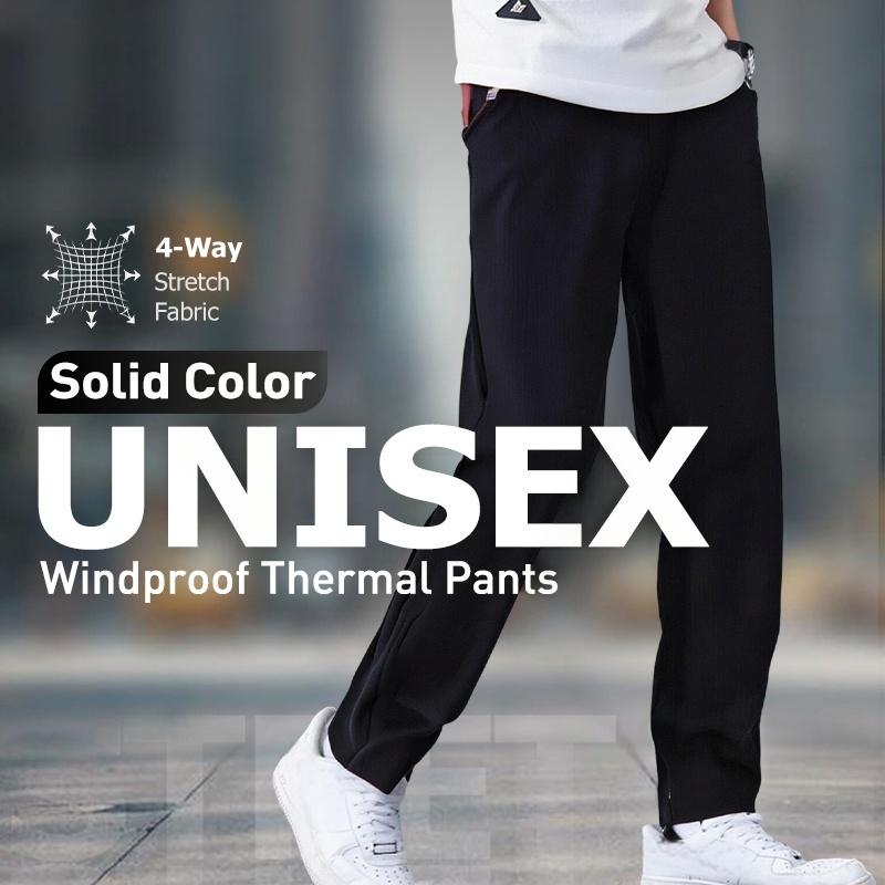 A pair of unisex solid color windproof thermal pants from Arenzza, designed for warmth and wind resistance, shown on a plain background.