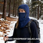 A black unisex Arenzza windproof and warm balaclava covering head and neck, designed for cold weather outdoor activities.