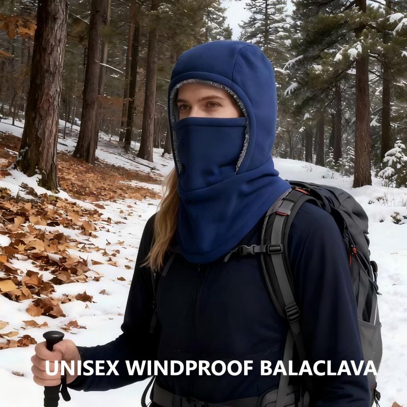 A black unisex Arenzza windproof and warm balaclava covering head and neck, designed for cold weather outdoor activities.
