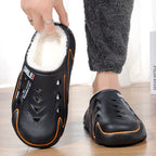 Men's plush-lined warm clog by Arenzza featuring soft lining and cozy design for cold weather comfort.