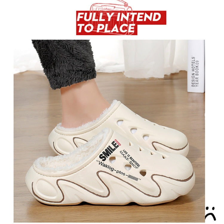 A pair of men's plush-lined warm clogs from Arenzza with soft interior and cozy design, suitable for cold weather.
