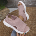 Women's breathable knit platform sandals by Arenzza, featuring open-toe design and stylish knit upper for comfortable summer wear.