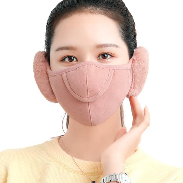 A pair of Arenzza winter warmer earmuffs and mask in cozy, soft fabric designed for cold weather protection.