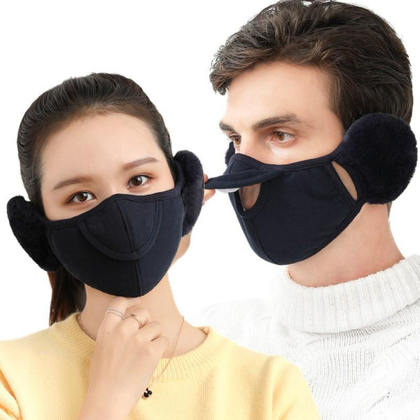 Arenzza winter warmer earmuffs and mask set, soft fleece material, designed to keep ears and face cozy in cold weather.