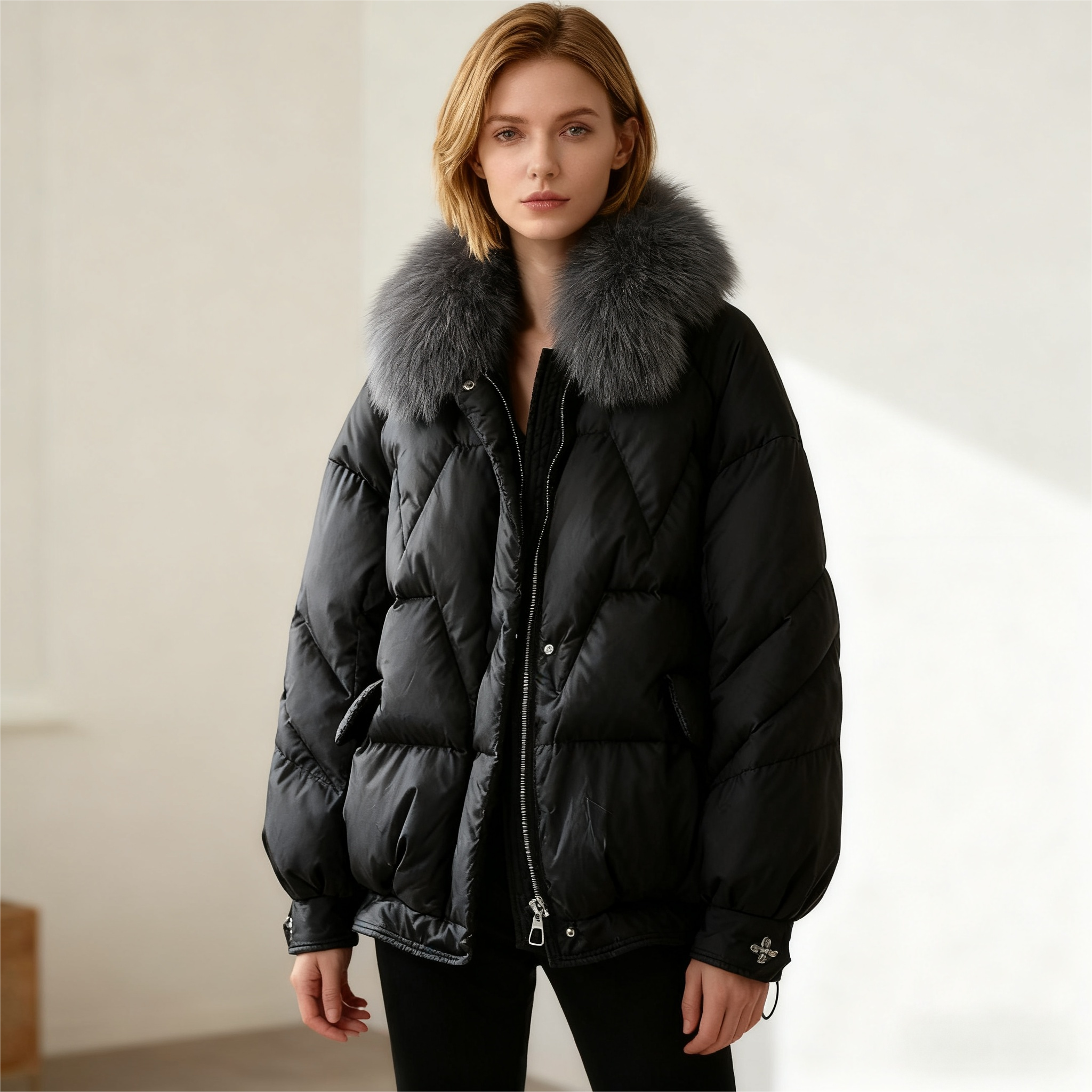 Aarenza Winter Luxe Ultra-Warm Plush Collar Jacket in cozy, insulated fabric with a plush collar and stylish winter design.