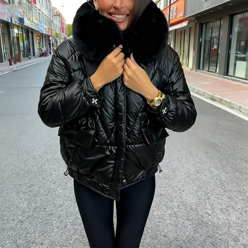 Aarenzza Winter Luxe ultra-warm plush collar jacket featuring a cozy plush collar and stylish winter design.