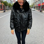 Aarenza Winter Luxe Ultra-Warm Plush Collar Jacket in cozy fabric with a plush collar, stylish winter clothing for cold weather.
