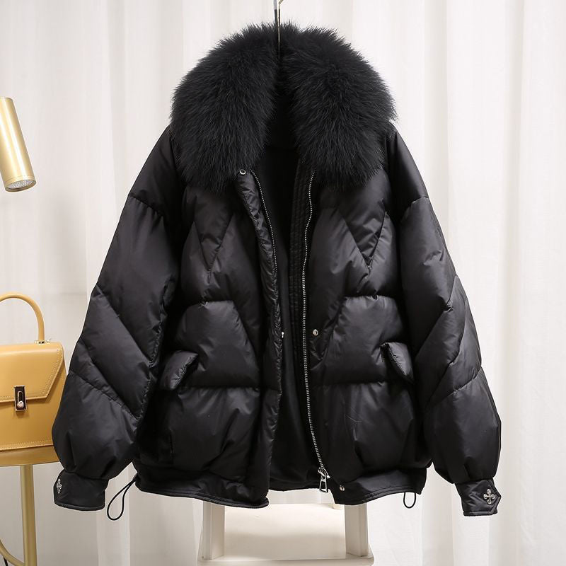 Aarenza Winter Luxe Ultra-Warm Plush Collar Jacket in cozy, insulated fabric with a plush collar, perfect for cold weather.