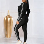 Aarenza women's 2-piece long sleeve tracksuit set with hoodie and joggers in black, casual athletic clothing for women.