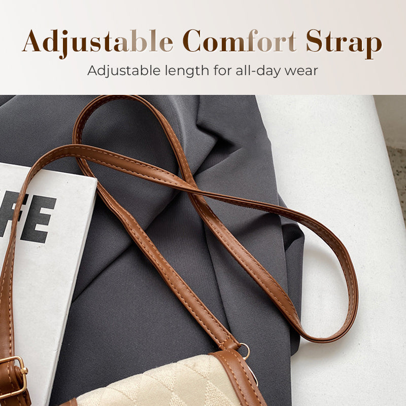 Aarenza women's quilted crossbody mini bag in stylish design, featuring a compact shape and adjustable strap for fashionable carrying.
