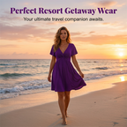 Arenzza elegant V-neck twist front dress with pockets, ruched waist, flowy fabric, perfect for work, weddings, or date nights.