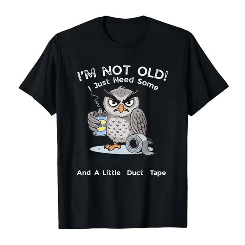 Arenzza Owl "I'm Not Old" graphic T-shirt featuring a playful owl design on a casual clothing top.