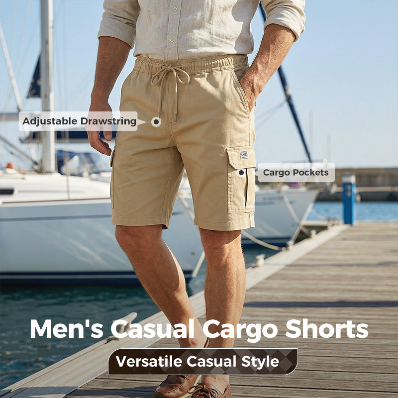 Men's casual cargo shorts by Arenzza with drawstring waist, featuring multiple pockets and comfortable fit for everyday wear.