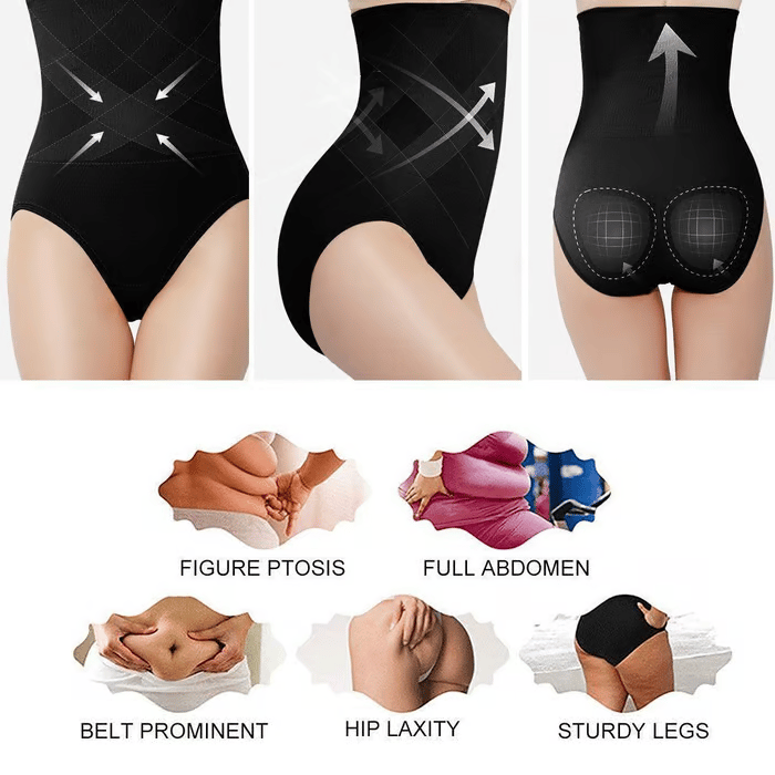 Arenzza high waist tummy control shapewear panties in black, designed to shape and smooth the waist and hips.