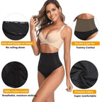 Arenzza high waist tummy control shapewear panties in black, designed for shaping and smoothing the waist and abdomen area.