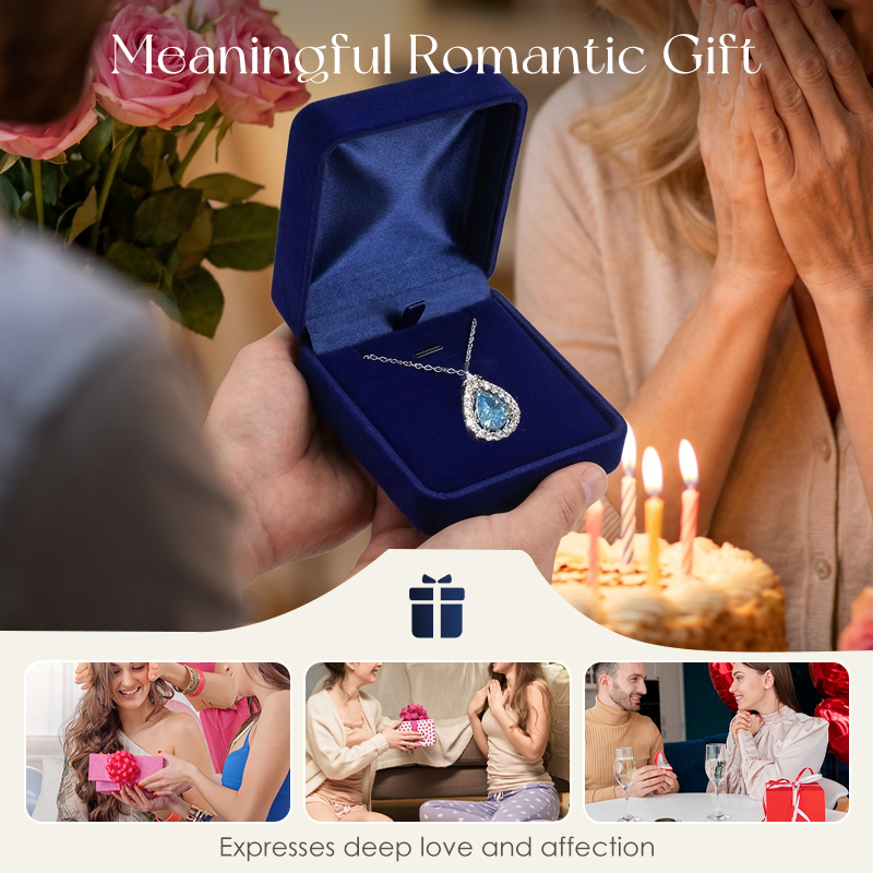 Elegant blue teardrop necklace for women by Arenzza, featuring a delicate pendant on a fine chain.