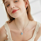 Elegant blue teardrop necklace for women by Arenzza, featuring a stylish and delicate jewelry design.