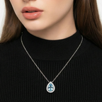 Elegant blue teardrop necklace for women by Arenzza, featuring a delicate teardrop pendant on a fine chain.