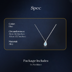 Elegant blue teardrop necklace for women from Arenzza, featuring a delicate blue pendant on a fine chain.