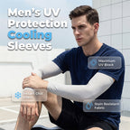 A pair of Arenzza UV protection breathable cooling arm sleeves in black, designed for sun protection and comfort during outdoor activities.