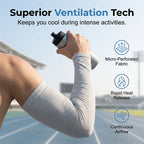 A pair of Arenzza UV protection breathable cooling arm sleeves in light fabric, designed for sun protection and comfort.