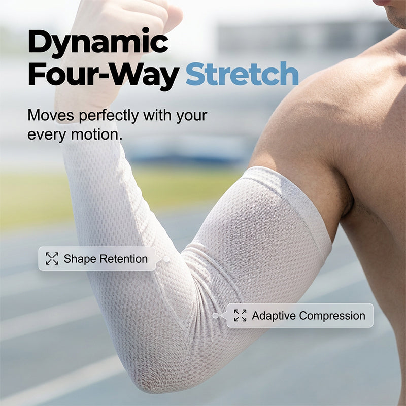 A pair of Arenzza UV protection breathable cooling arm sleeves in light color, designed for sun protection and comfort.